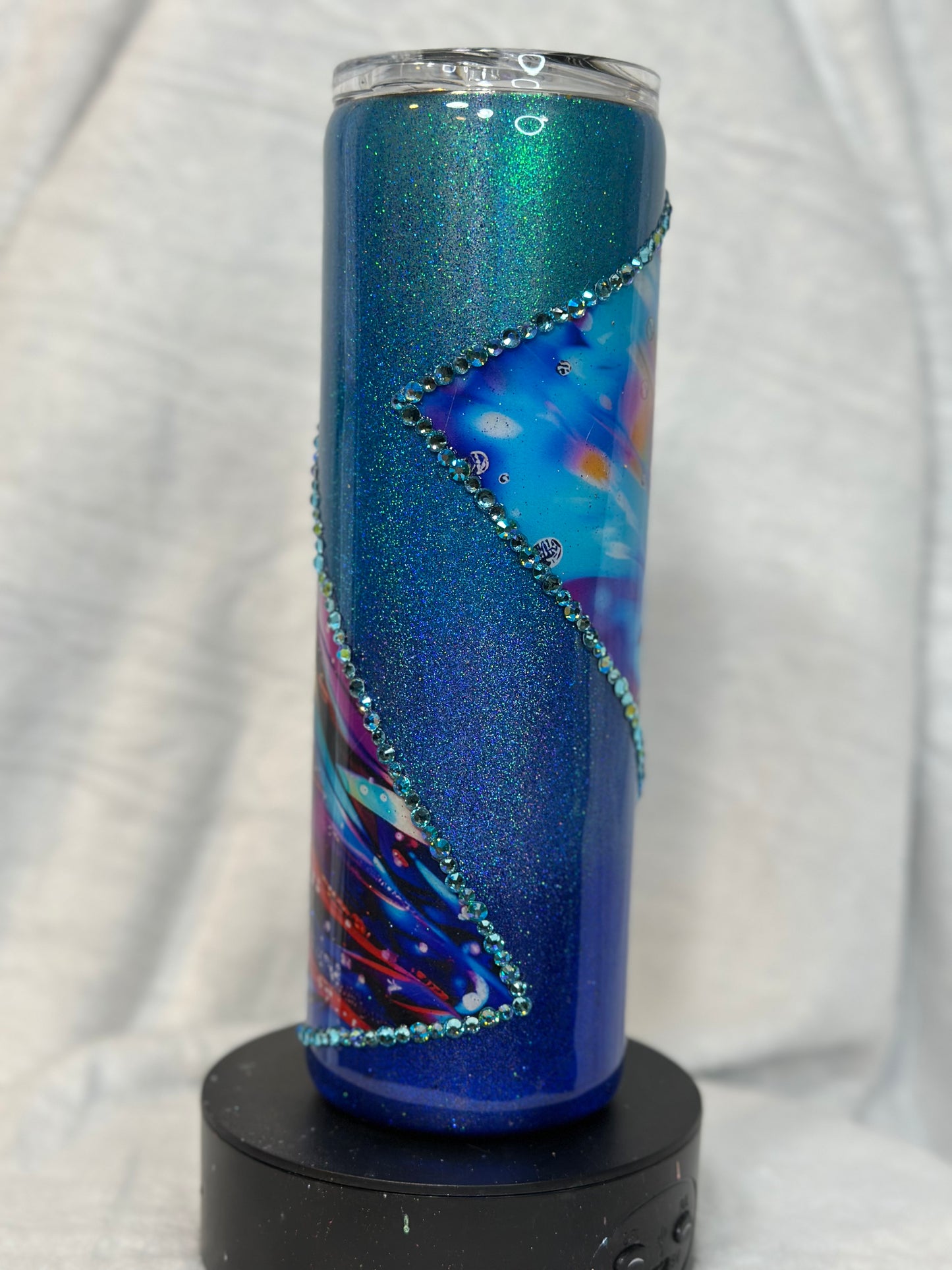 30oz Peacock Vinyl w/Rhinestone pinstripe