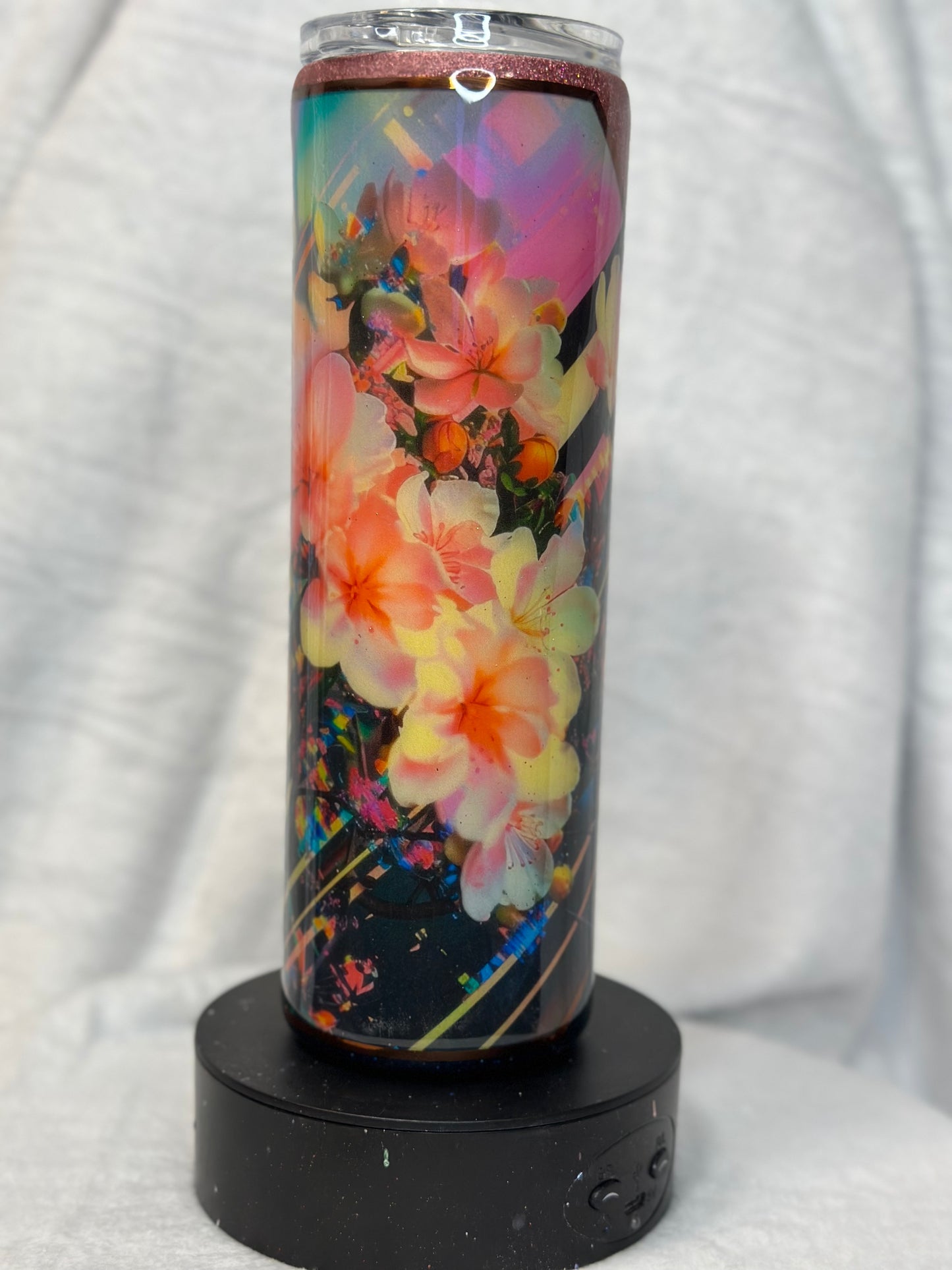 30oz Elegant Flower Glitter Vinyl