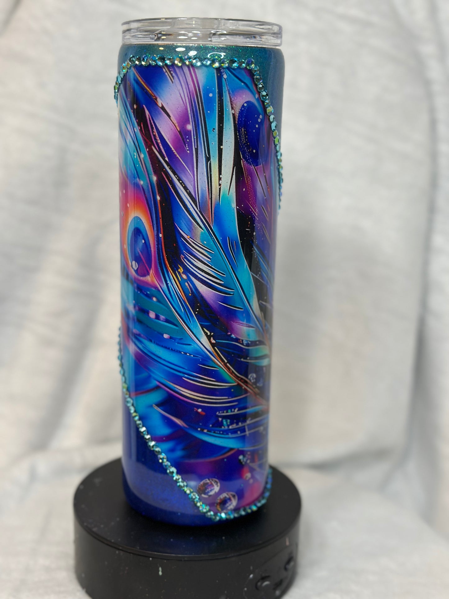 30oz Peacock Vinyl w/Rhinestone pinstripe